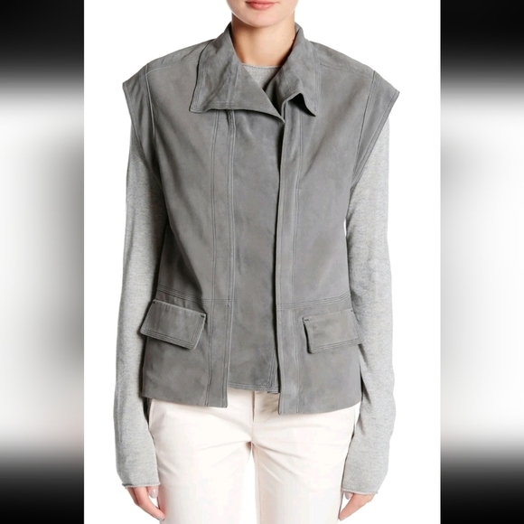 Vince, Cap Sleeve Nubuck Genuine Suede Leather‎ Vest , Size Small - Picture 4 of 13